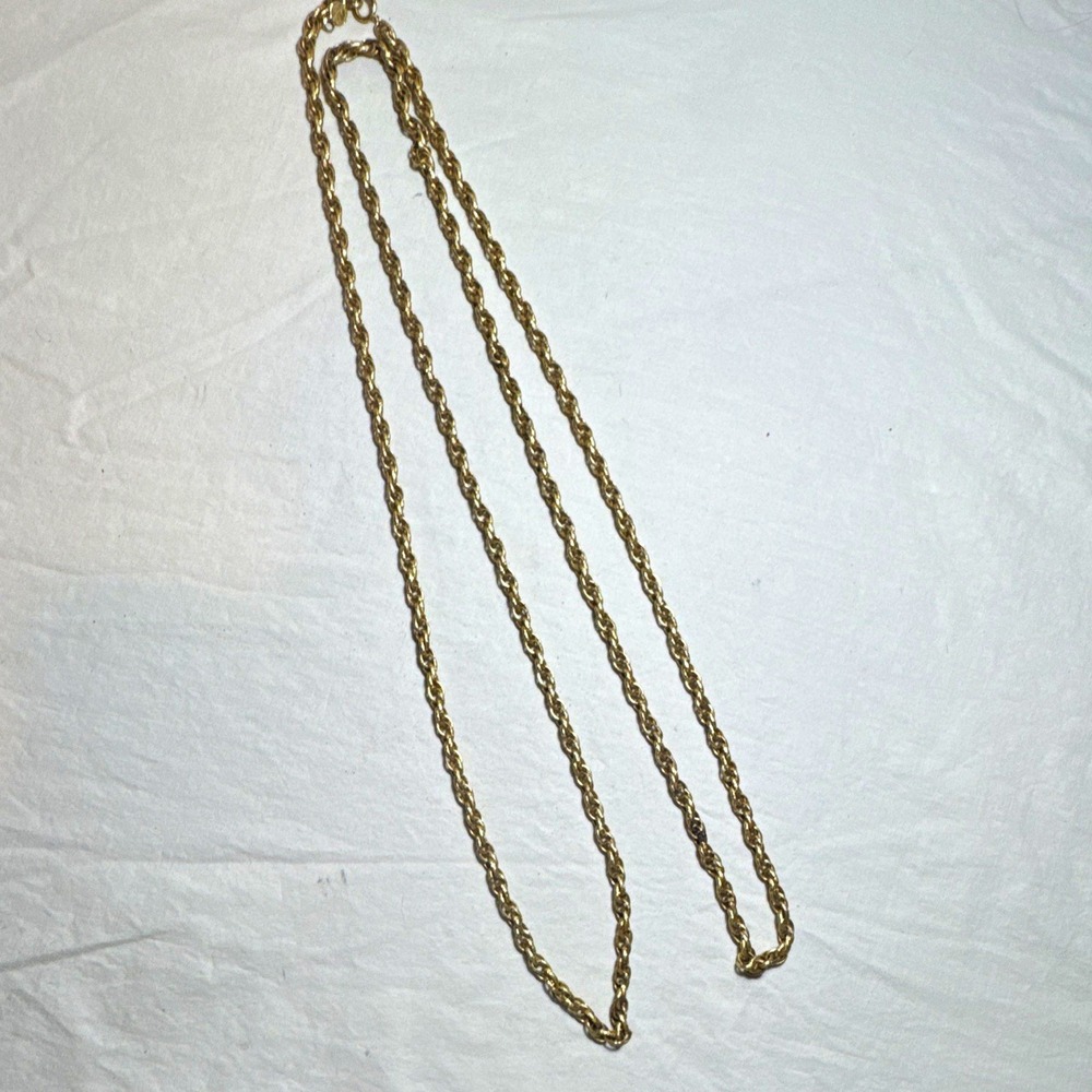 Vintage Accessocraft NYC 61" Gold Tone Rope Chain Necklace Signed Extra Long
